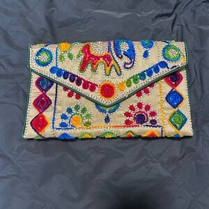 Colorful Embroidered Boho Clutch – Festival / Vacation Bag
